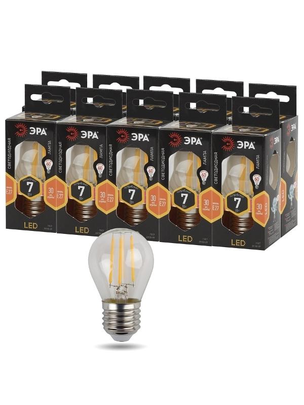 Лампа светодиодная F-LED P45-7W-827-E27 Лампы СВЕТОДИОДНЫЕ F-LED ЭРА (филамент, шар, 7Вт, тепл, E27) | Б0027948 | ЭРА — миниатюра 5