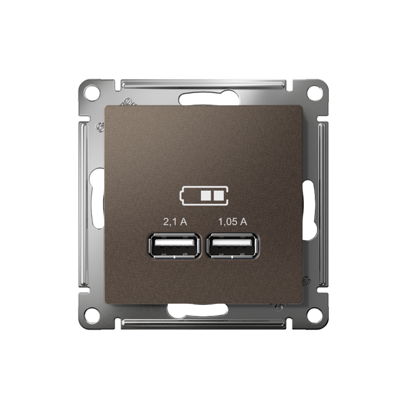 AtlasDesign Мокко Розетка USB, 5В, 1 порт x 2,1 А, 2 порта х 1,05 А, механизм | ATN000633 | SE — миниатюра 3