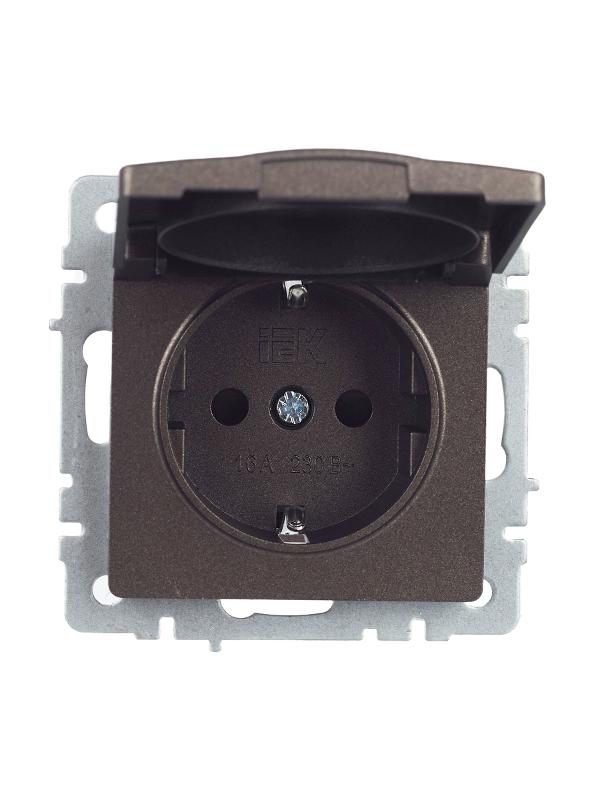 BRITE Розетка с заземлением со шторками с кр. 16А IP44 РСбш10-3-44-БрТБ темная бронза | BR-R16-16-44-K45 | IEK — миниатюра 10