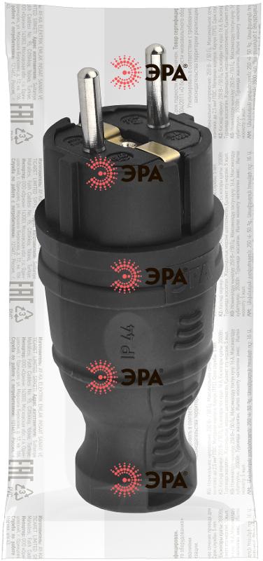 Вилка каучуковая c заземлением 16A IP44 прямая черная V8-B-IP44| Б0044540 | ЭРА — миниатюра 2