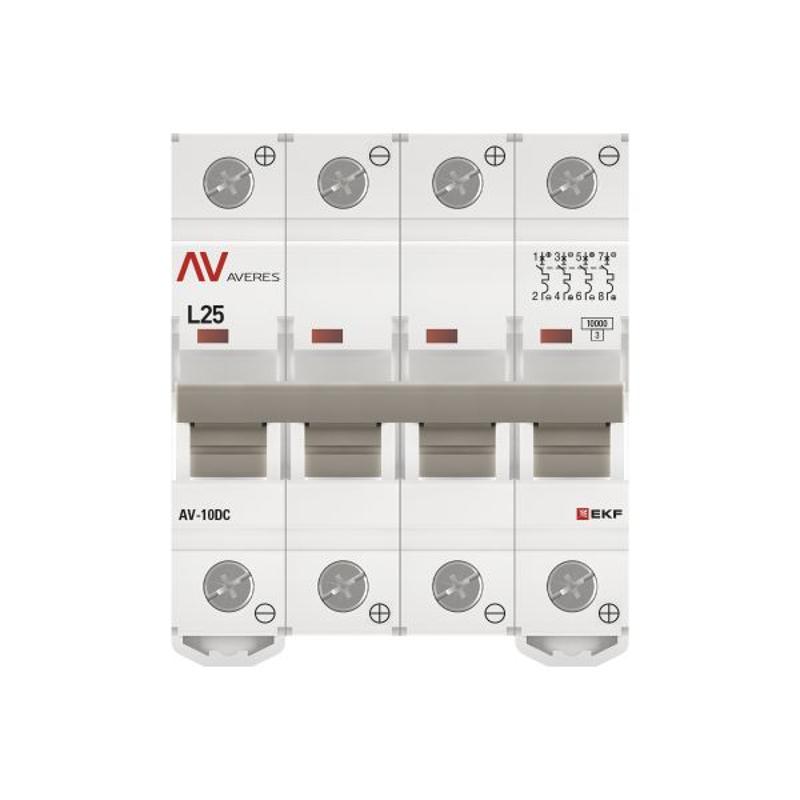 Выключатель автоматический AV-10 DC 4P 25A (L) 10kA AVERES | mcb10-DC-4-25L-av | EKF — миниатюра 4