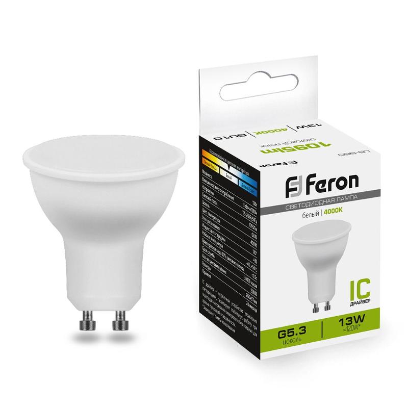 Лампа светодиодная, (13W) 230V GU10 4000K MR16, LB-960 | 38192 | FERON — Feron