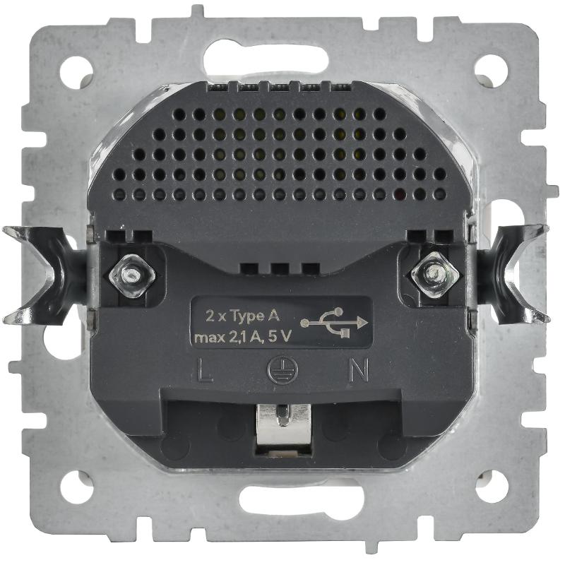 BRITE Роз. с з/к/ш 16А USB A+A 2,1А РЮш10-1-БрГН мет х/н  | BR-R14-16-U21-D21-M-K23 | ИЭК — миниатюра 3