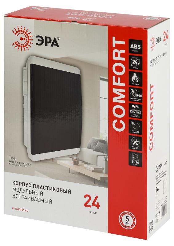 Корпус пластиковый встраиваемый ЭРА COMFORT ЩРВ-П-24 IP40 прозрачная крышка белый | Б0067230 | ЭРА — миниатюра 5