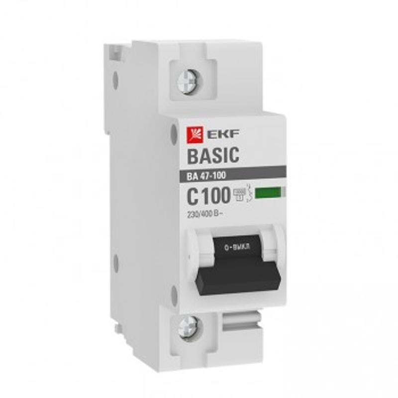 Выключатель автоматический однополюсный 1P 100А (C) 10kA ВА 47-100 EKF Basic | mcb47100-1-100C-bas | EKF — EKF