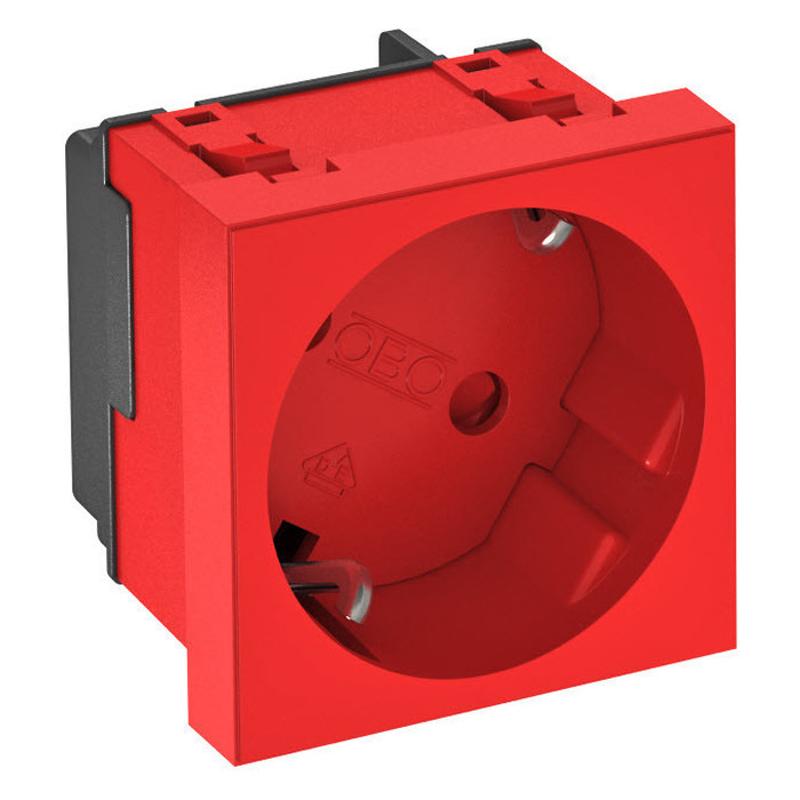 Розетка 2К+3 под углом 33° шторки 16А 250В (45х45 мм - 1 модуль Modul45) красная | 6120079 | OBO Bettermann — OBO Bettermann