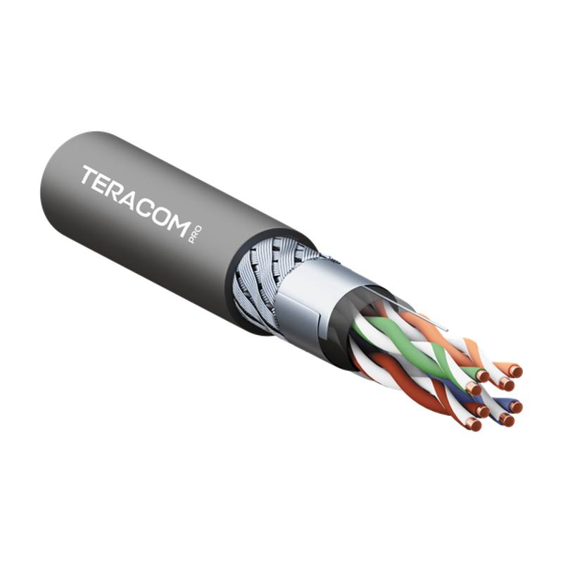 Кабель витая пара TERACOM PRO Cat.5E SF/UTP для промышленного Ethernet проводник 4 пары 19x0,1мм 26AWG оболочка полиуретан -40°C – +80°C цвет черный ( — EKF