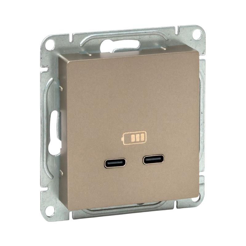 Механизм розетки USB-C - 2шт, шампань Эпика  |UP1-SOC-2USBC| EKF — EKF
