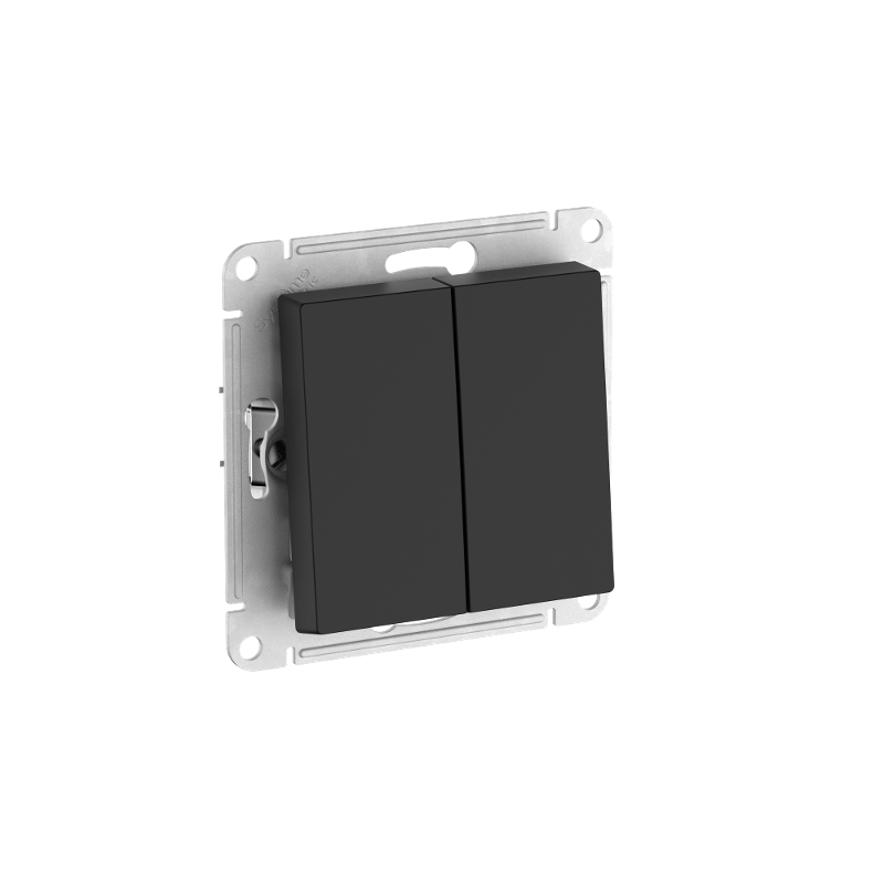 AtlasDesign Aqua Карбон Выключатель 2-клавишный IP44,сх.6, 10АХ,механизм, быстрозажимные клеммы | ATN441051S | SE — миниатюра 1