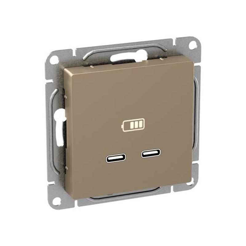 Механизм розетки USB-C - 2шт, шампань Эпика  |UP1-SOC-2USBC| EKF — миниатюра 5