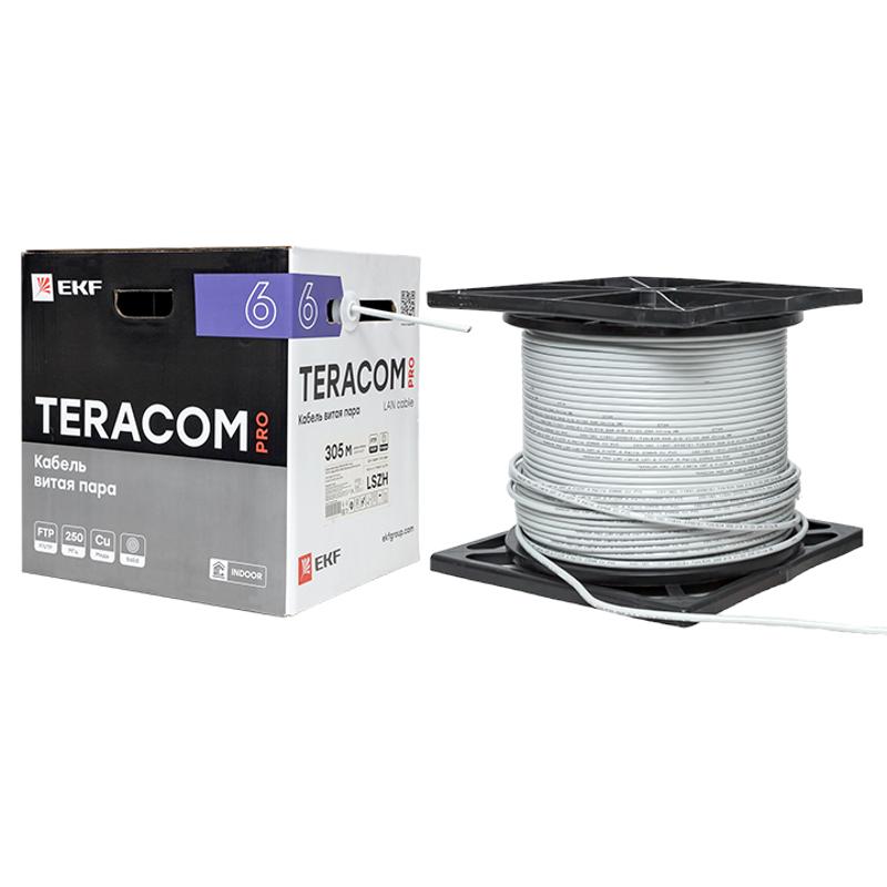 Кабель витая пара TERACOM PRO Cat.6 F/UTP 4 пары solid 23AWG нг(А)-HF серый упак. 305м | TRP-6FTP-04LSH-GY-IN3 | EKF — миниатюра 8