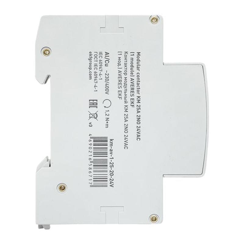 Контактор модульный КМ 25А 2NО 24VAC (1 мод.) AVERES | km-av-1-25-20-24V | EKF — миниатюра 9