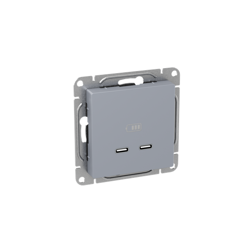 Механизм розетки USB-C - 2шт, алюминий Эпика EKF | UP1-SOA-2USBC | EKF — миниатюра 2