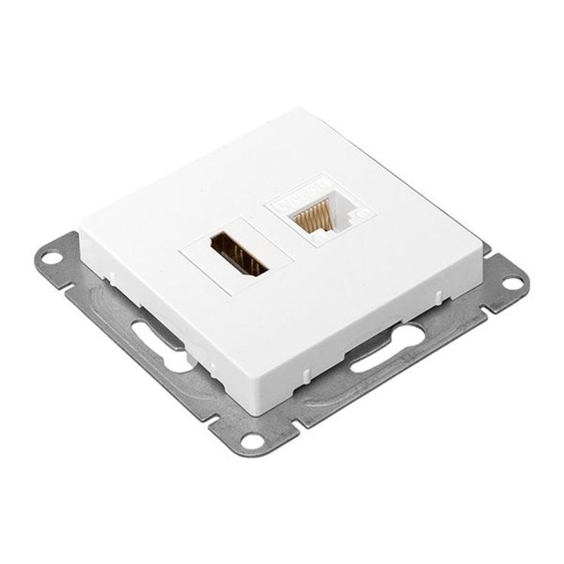 Механизм розетки HDMI+RJ45 (cat5), белый Эпика EKF | UP1-SOW-HDMI+RJ45 | EKF — миниатюра 9