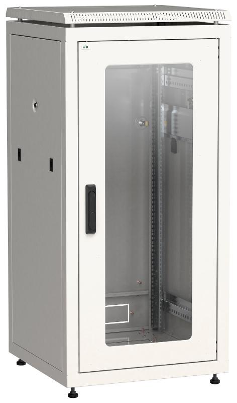 Шкаф сетевой 19" LINEA N 28U 600х800 мм стеклянная передняя дверь серый | LN35-28U68-G | ITK — ITK