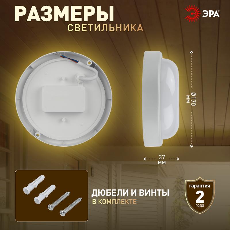 Светильник светодиодный пылевлагозащищенный для ЖКХ SPB-201-0-40К-015 IP65 15Вт 4000К КРУГ | Б0047623 | ЭРА — миниатюра 5