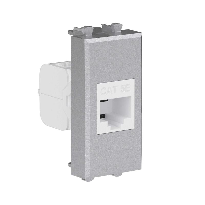 Компьютерная розетка RJ-45 без шторки модульная, кат.5е, "Avanti", "Закаленная сталь", 1 модуль | 4404661 | DKC — миниатюра 2