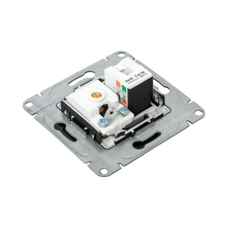 Механизм розетки TV+RJ45 (cat5), чёрный Эпика EKF | UP1-SOB-TV+RJ | EKF — миниатюра 4