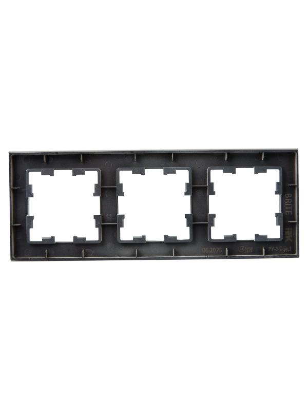 BRITE Рамка 3-ая РУ-3-2-БрД стекло дымчатый | BR-M32-G-K30 | IEK — миниатюра 3