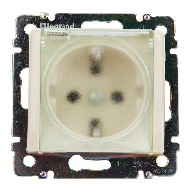 Valena Сл. Кость DIY Розетка с заземлением IP44 со шторками с защитной крышкой 16А 250В винт. зажимы | 695640 | Legrand; замена на арт. ИЭК 6956401 — Legrand