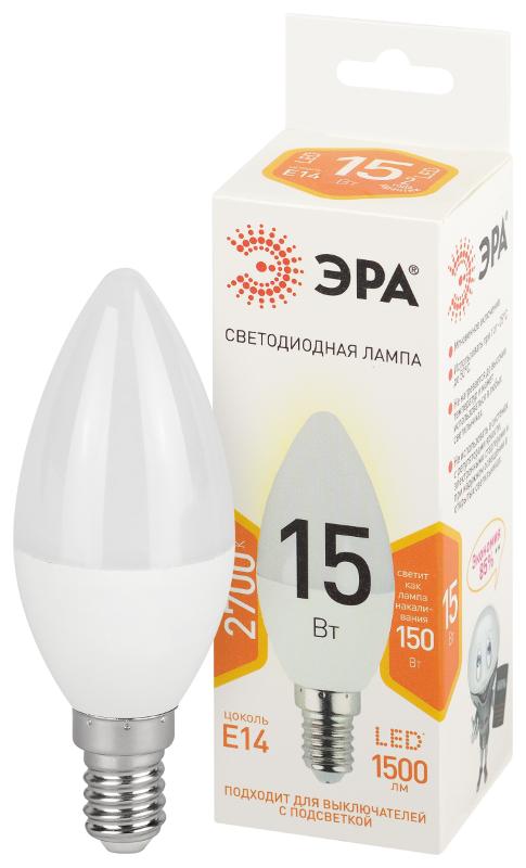 Лампа светодиодная  STD LED B35-15W-827-E14 15Вт свеча теплый белый свет Е14 | Б0066835 | ЭРА — ЭРА (Энергия света)