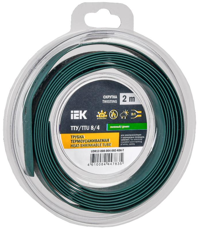 Трубка термоусадочная ТТУ нг-LS 8/4 зеленая (2м/упак) IEK | UDR12-008-004-002-K06-T | IEK — IEK (ИЭК)