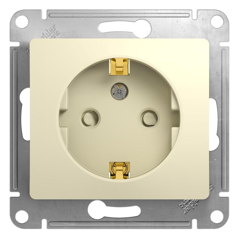 Glossa Бежевый Розетка с заземлением со шторками | GSL000245 | SE — Systeme Electric