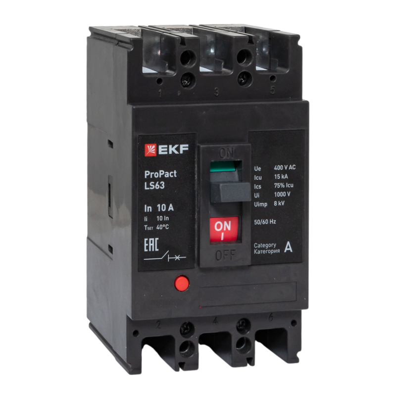 Выключатель автоматический LS63 15кА 3P 10А ProPact | mccb-63-15-3-10-ls | EKF — EKF