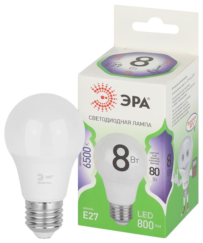 Лампа светодиодная  GREEN LINE LED A60-8W-865-E27 GL E27 8 Вт груша холодный свет | Б0067142 | ЭРА — миниатюра 1