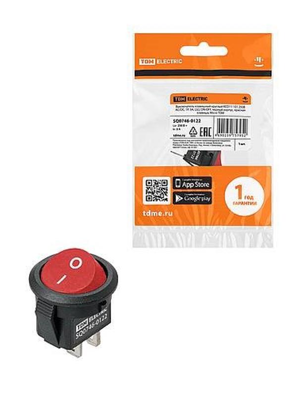 KCD11-101 250В AC/DC, 1P, 3А, (2с), ON-OFF, черный корпус, красная клавиша, Micro | SQ0746-0122 | TDM — TDM ELECTRIC