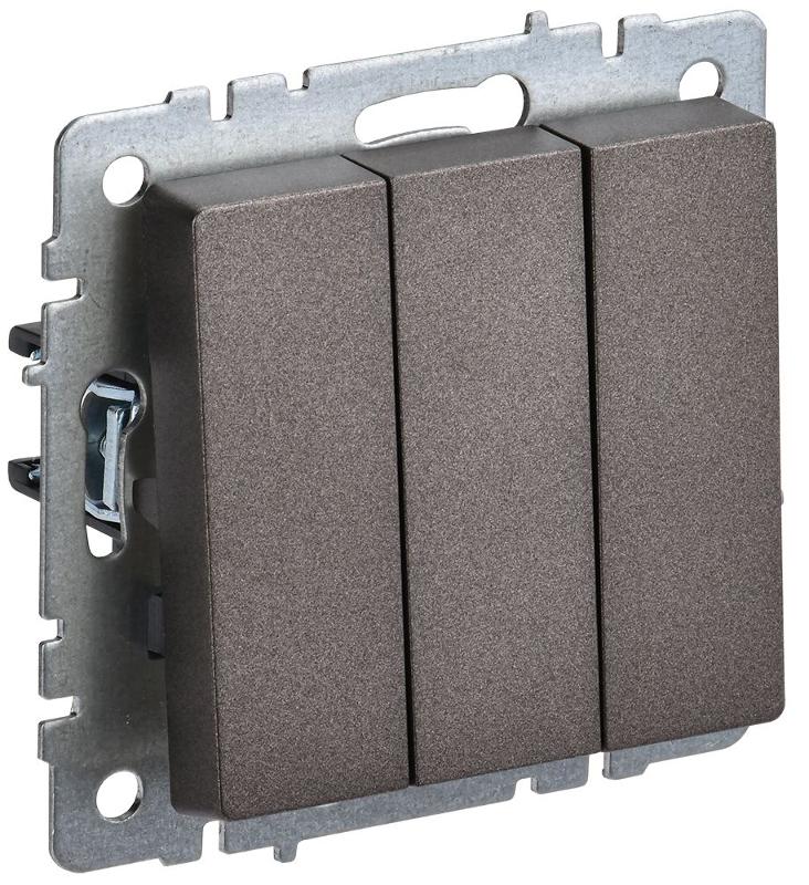 BRITE Выключатель 3-клавишный 10А ВС10-3-0-БрТБ темная бронза | BR-V30-0-10-K45 | IEK — IEK (ИЭК)