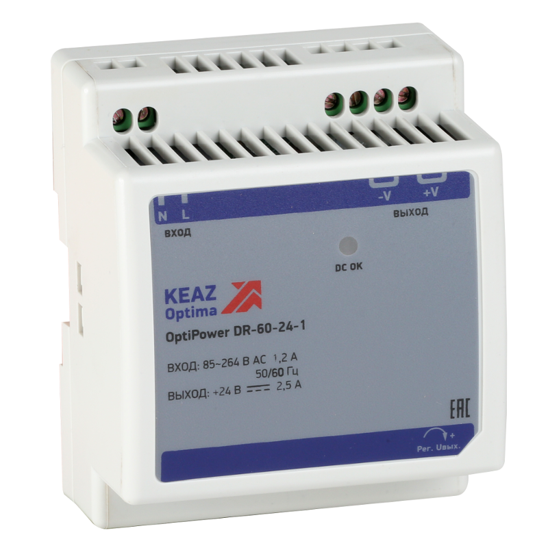 Блок питания OptiPower DR-60-24-1 | 284546 | КЭАЗ — КЭАЗ (Курский электроаппаратный завод)