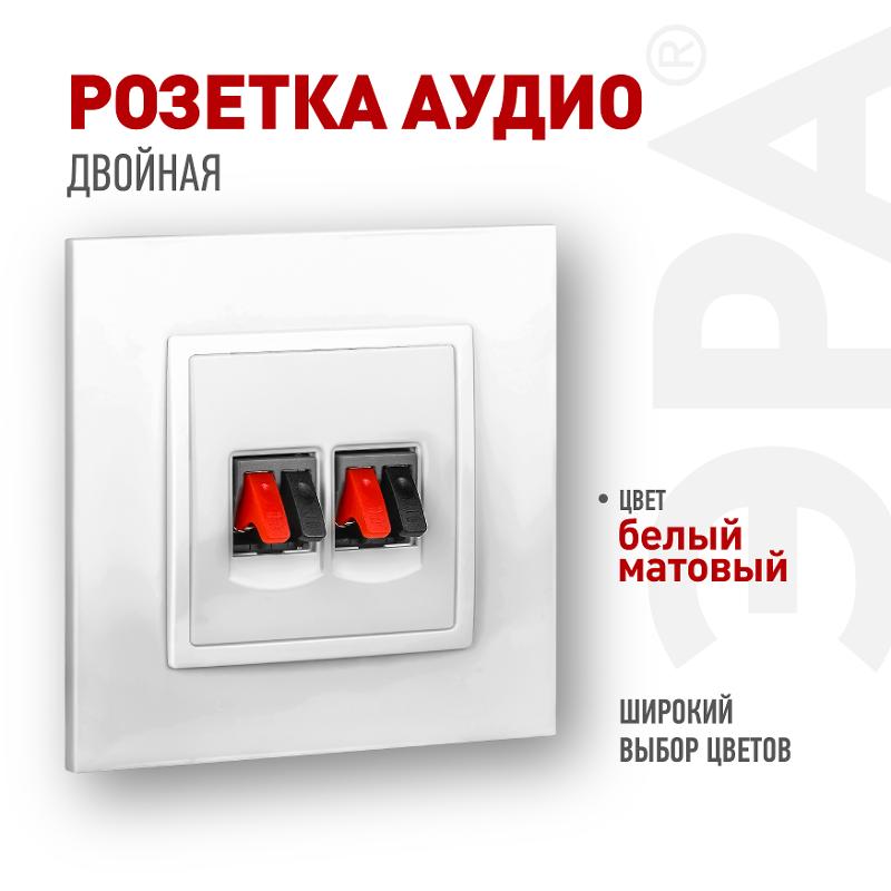 Розетка Elegance 14-3112-01М аудио двойная, белый матовый | Б0065772 | ЭРА — ЭРА (Энергия света)