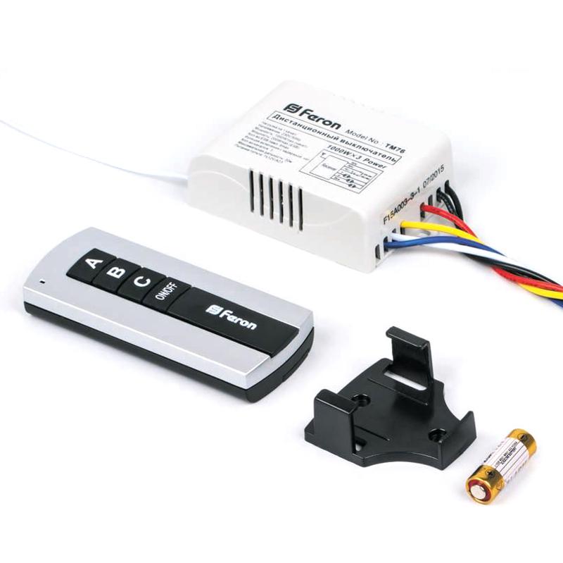 Выключатель дистанционный 230V 1000W TM76 3-х канальный 30м с пультом управления, черное серебро — миниатюра 3