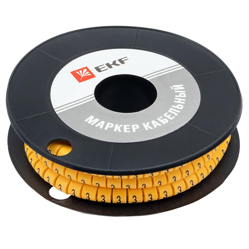 Маркер-кабельный 6,0кв.мм "3" (500шт.) (ЕС-3) EKF PROxima | plc-KM-6-3 | EKF — миниатюра 2
