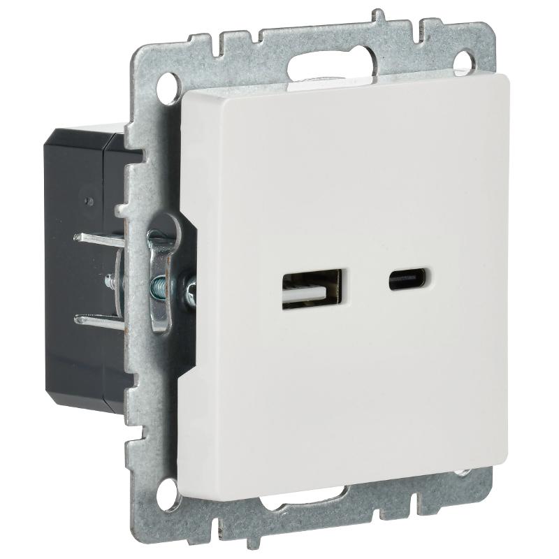 BRITE Розетка USB A+C 18Вт РЮ11-1-БрБ белый | BR-U22-018-K01 | IEK — миниатюра 5