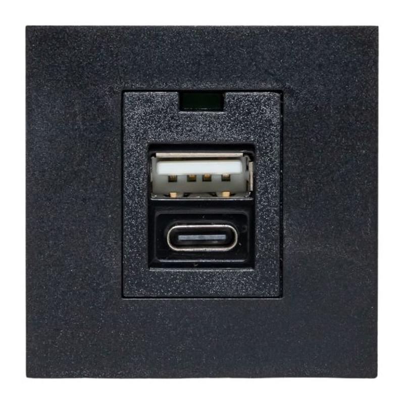 Розетка USB A+C, 2.1А, 2 гнезда, без индикатора, черная, матовая |E2MR2B-21USB-10-AC|EKF — миниатюра 9