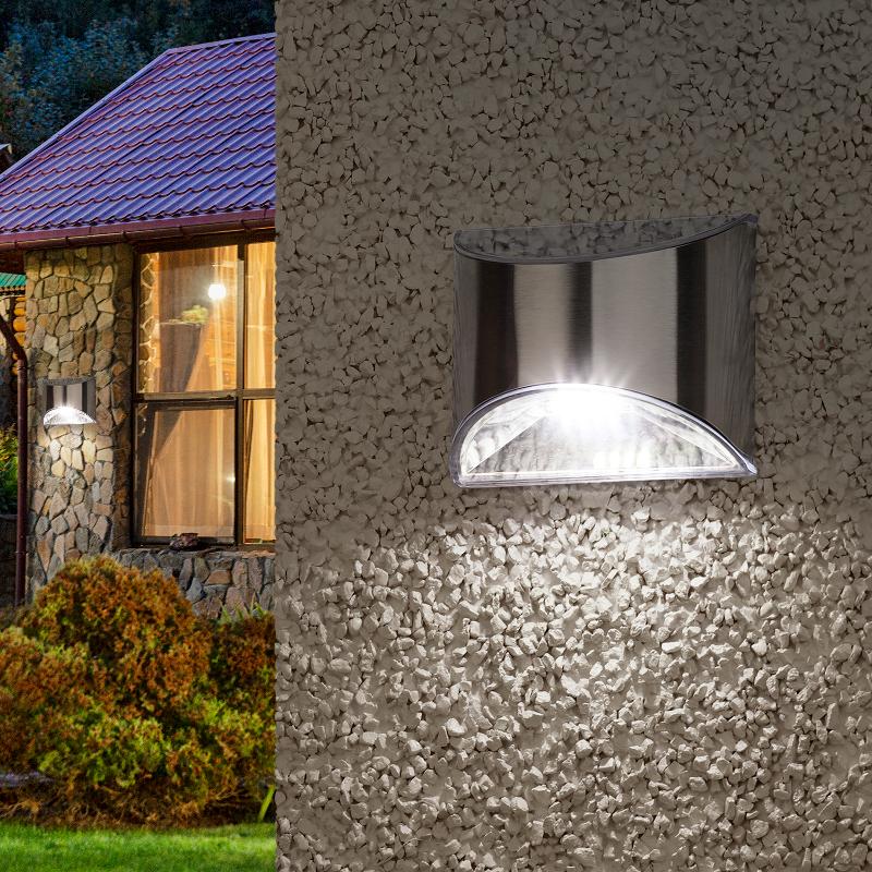 ERAFS024-38 Фасадная подсветка Хром, на солнечной батарее, 4LED, 7lm | Б0044251 | ЭРА — ЭРА (Энергия света)