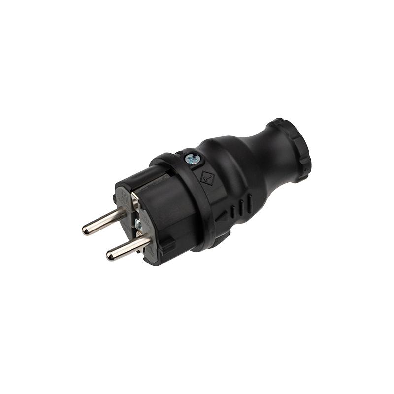 Вилка прямая влагозащищенная, с/з, 16 А, IP44 каучук | 111-001 | Rexant — REXANT