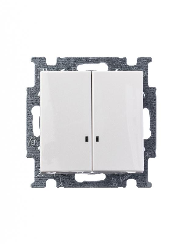 ABB Basic 55 Альп. белый Выключатель 2-клавишный с подсветкой | 1012-0-2154  | 2CKA001012A2154 | ABB — миниатюра 4