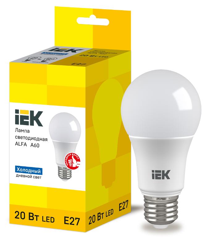 Лампа LED ALFA A60 груша 20Вт 230В 6500К E27 | LLA-A60-20-230-65-E27 | IEK — IEK (ИЭК)