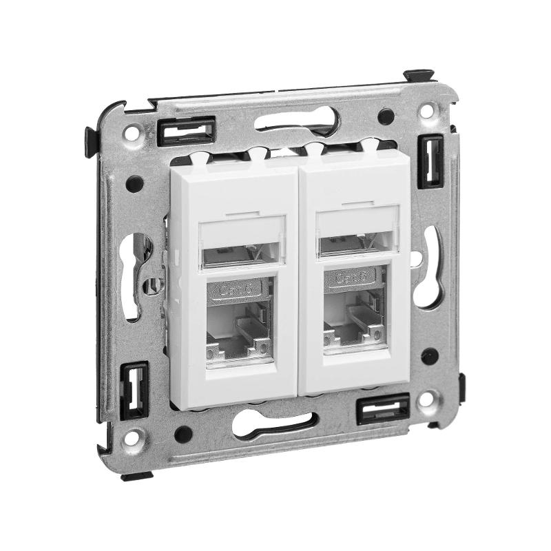 Розетка RJ-45 в стену, кат.6 двойная экранированная, Avanti, "Белое облако" | 4400394 | DKC — миниатюра 2