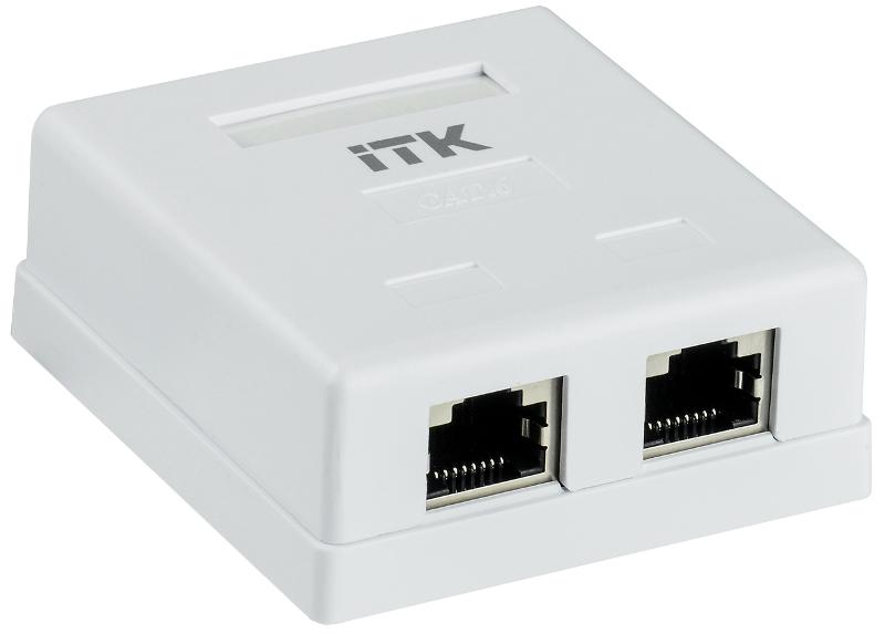 Настенная инф. розетка RJ45 кат. 6 FTP 2-порт | CS2-1C06F-22 | ITK — ITK