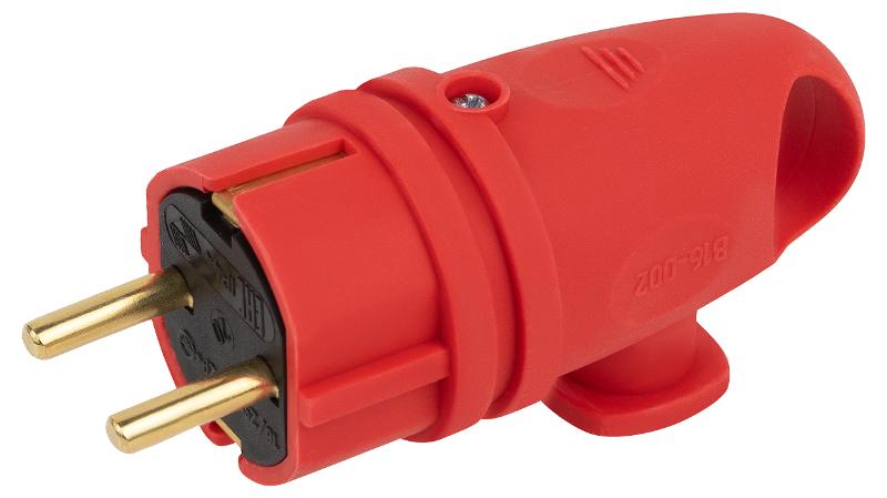 Вилка VX11-R-IP44 каучуковая c заземлением 16А IP44 с кольцом угловая красная | Б0055417 | ЭРА — ЭРА (Энергия света)