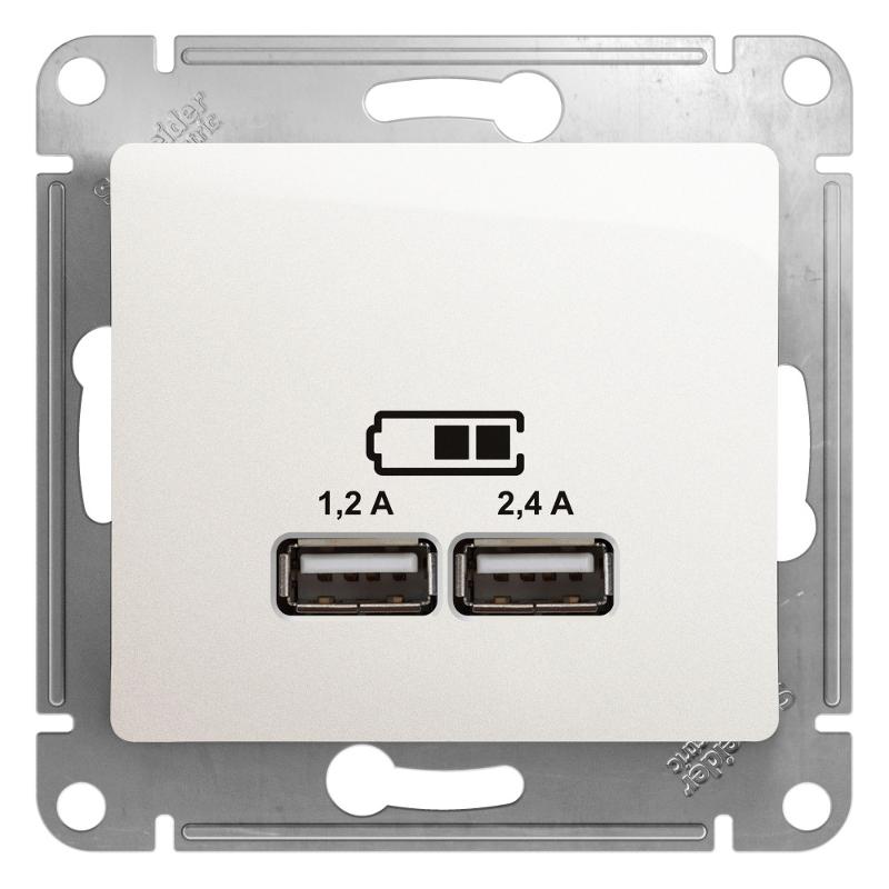 Glossa Перламутр USB Розетка A+С, 5В/2,4А, 2х5В/1,2 А, механизм | GSL000639 | SE — Systeme Electric