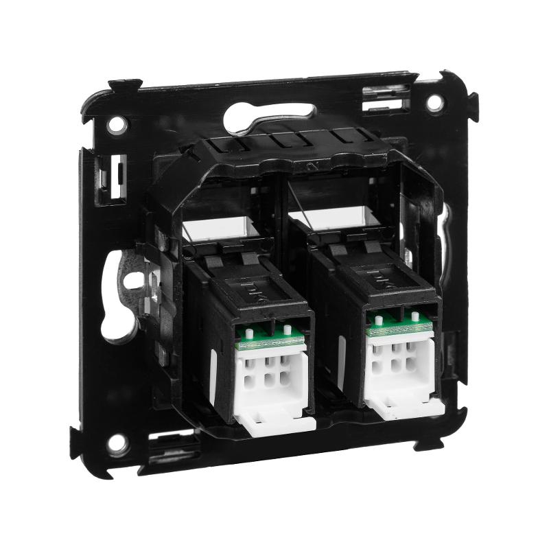 Компьютерная розетка RJ-45 в стену, кат.6А двойная, "Avanti", "Черный матовый" | 4412374 | DKC — миниатюра 6