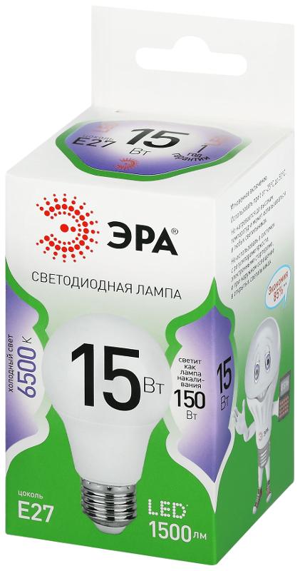 Лампа светодиодная  GREEN LINE LED A60-15W-865-E27 GL E27 15 Вт груша холодный свет | Б0067098 | ЭРА — миниатюра 5
