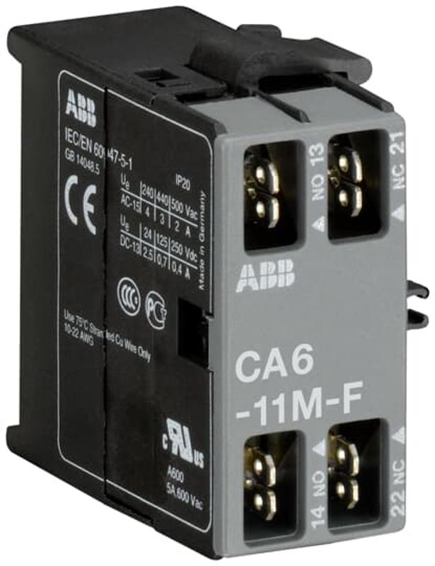 Блок контактный CA6-11M-F (1НО+1НЗ) боковой для мини-контакторов B6, B7, со штыревыми клеммами | GJL1201318R0003 | ABB — ABB