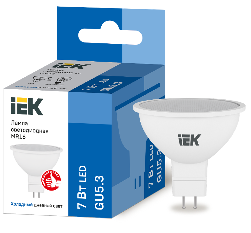 Лампа светодиодная LED 7Вт GU5.3 230В 6500К ECO MR16 софит | LLE-MR16-7-230-65-GU5 | IEK — миниатюра 4
