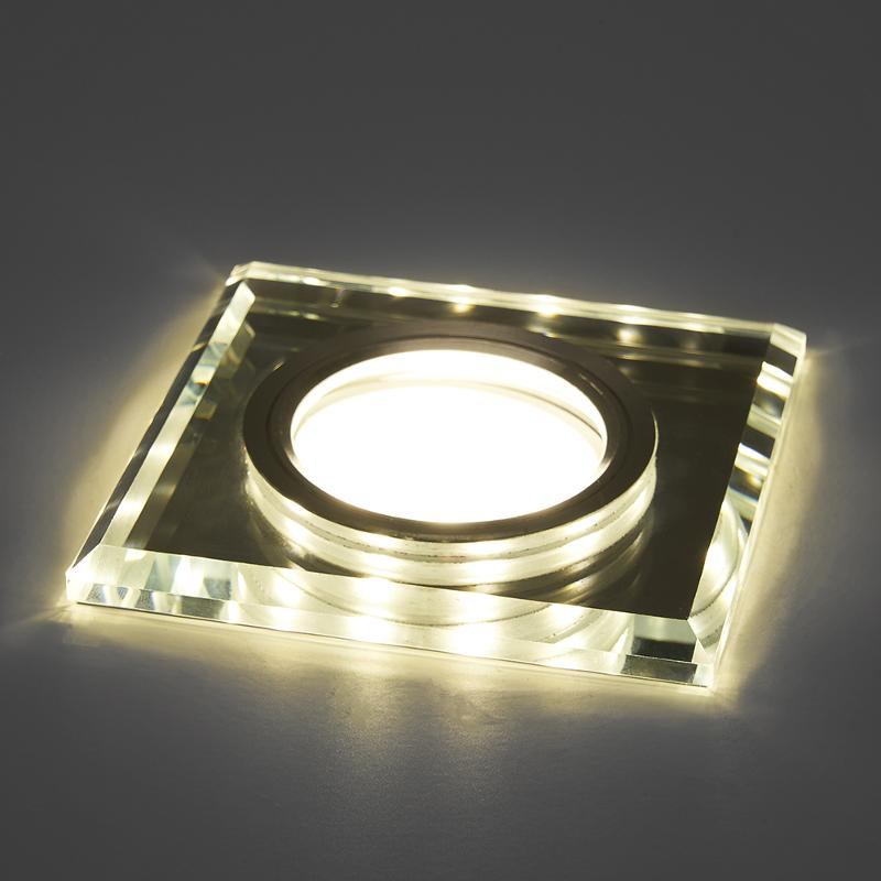 Светильник потолочный встраиваемый со светодиодной подсветкой 15LED*2835 SMD 4000K, MR16 50W G5.3, белый, хром, CD8150 с др-ром в/компл | 41910 | FERO — миниатюра 2
